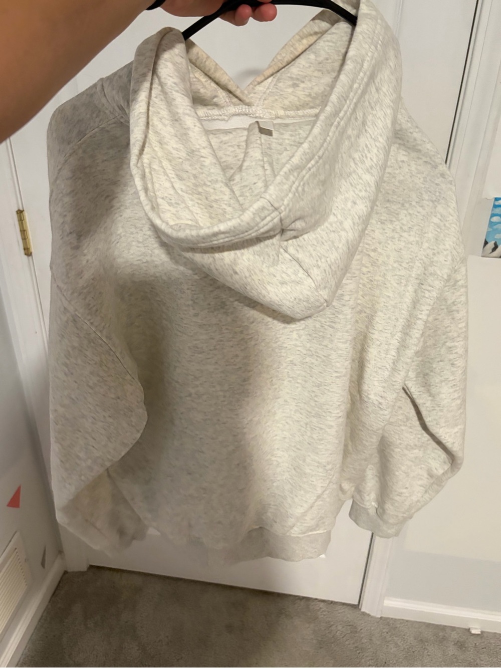 Fabletics Light Heather Cream Hooded Sweatshirt - Picture 2 of 3